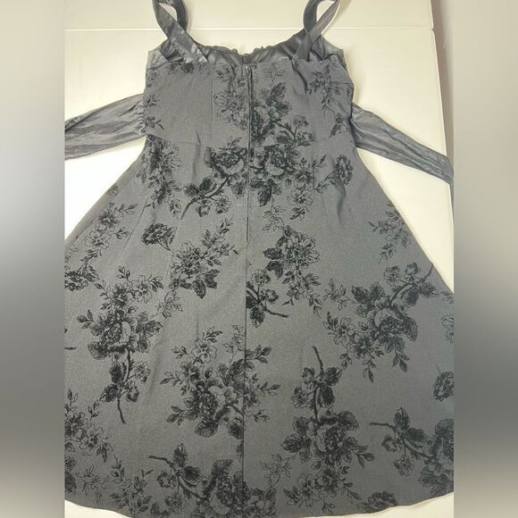 Dressbarn Collection Dress Size 10 Black Tulle Evening Tie Waist - Picture 14 of 16